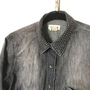 H&M Studded Collar Denim Shirt